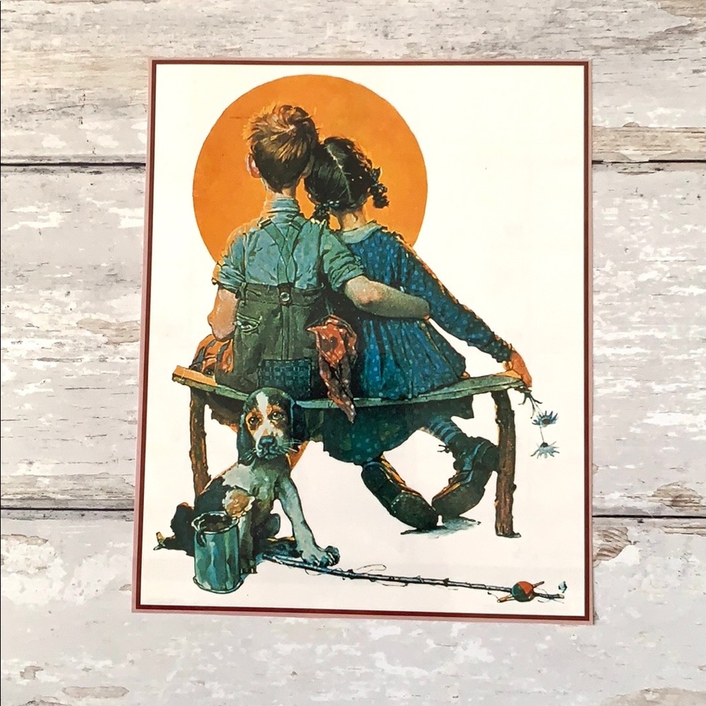 Norman Rockwell Vintage Art Print 6x8in Sunset or Little Spooners High Gloss NEW